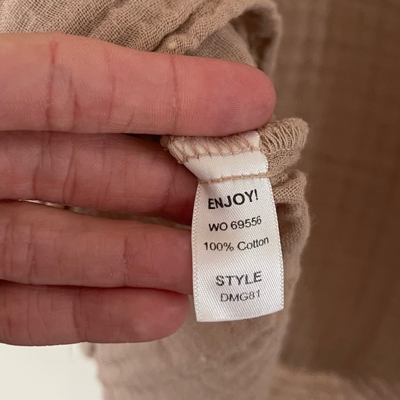 Anthropologie Michael Stars Neutral Brown Double Gauze Blouse - Picture 5 of 5